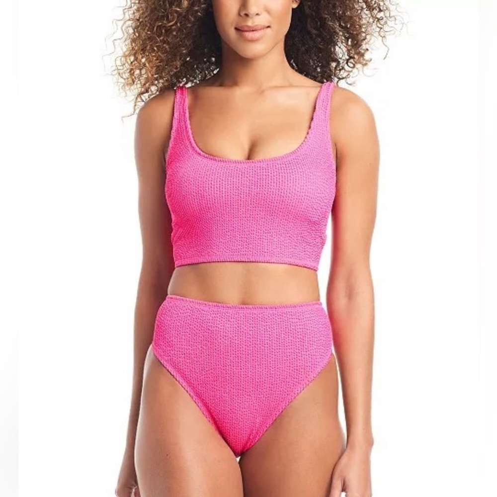 Bar III Pink Textured Bikini Bottom in L - NWT